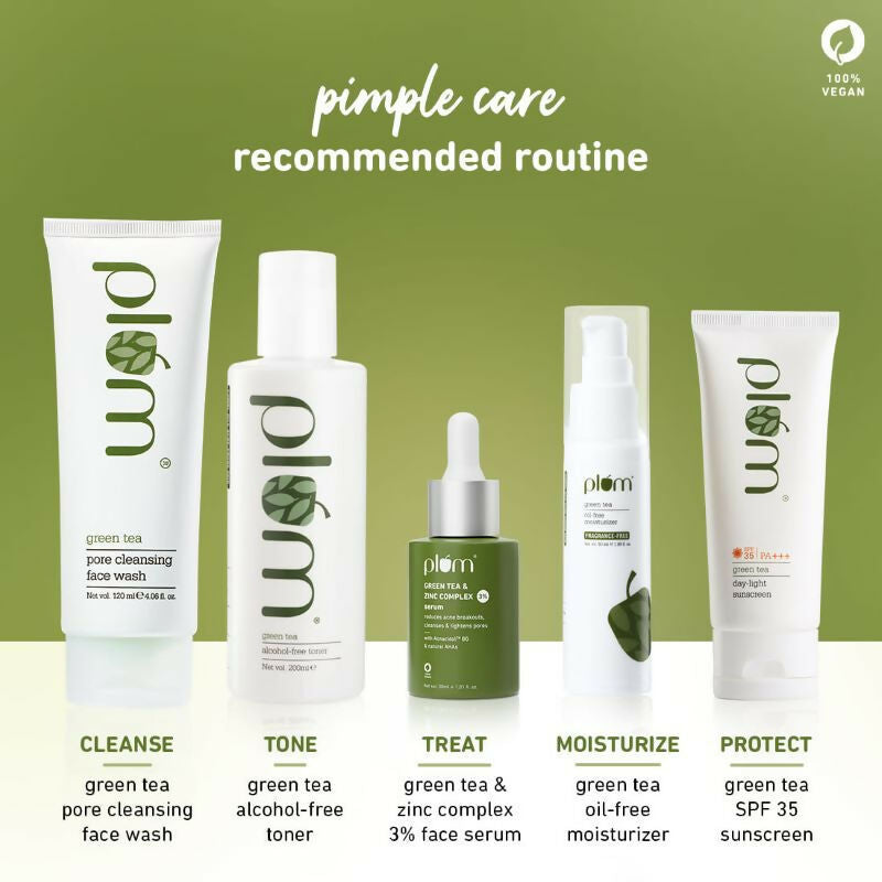 Plum Green Tea & 3% Zinc Complex Face Serum with Acnacidol BG - Fights Acne, Pimples & Controls Oil | Grocsy