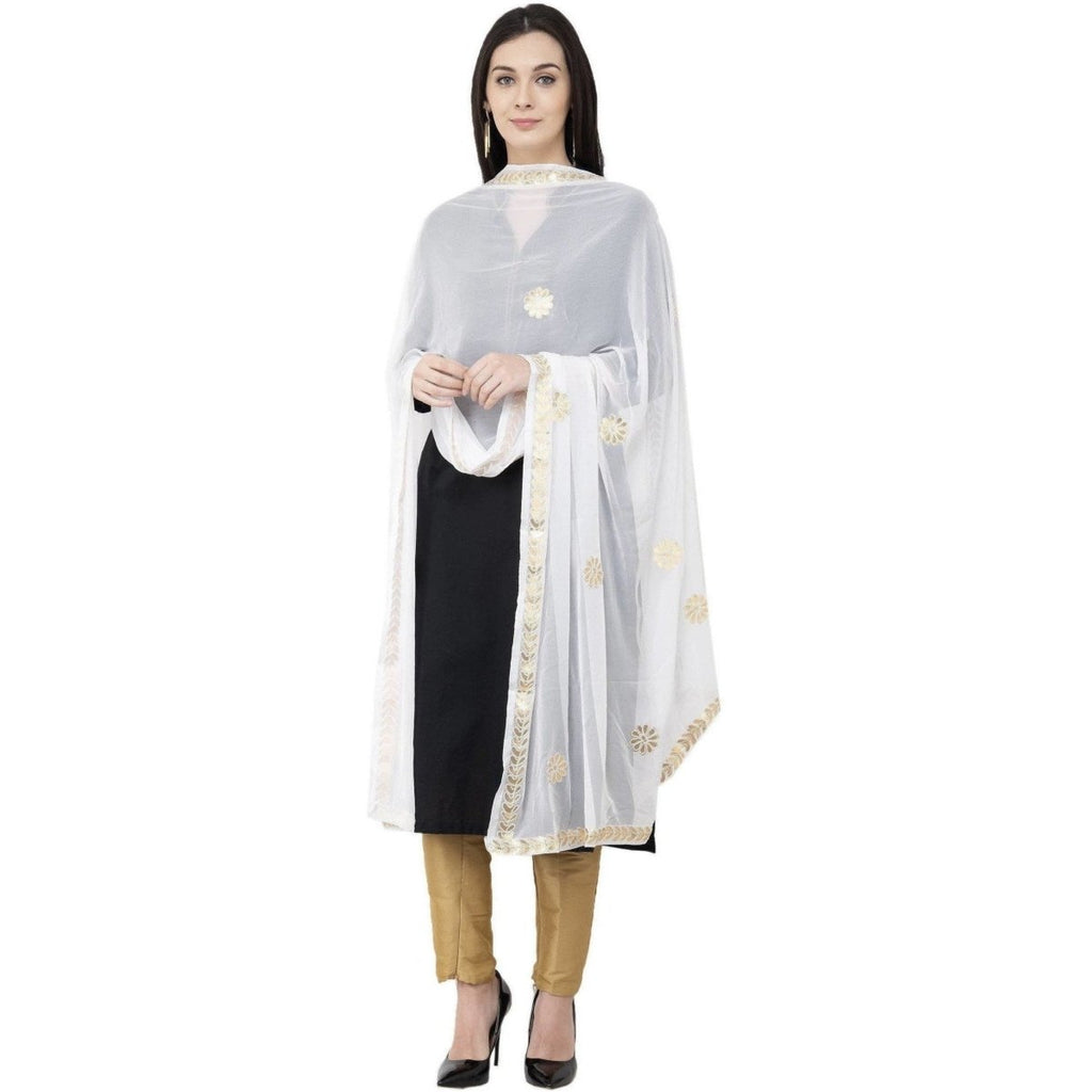 A R Silk Chiffon Gota Patti Fancy Dupatta White Color Dupatta or Chunni | Grocsy