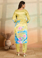 Prazu Fashion Light Yellow Printed Cotton Reyon Kurta Pant Set | Grocsy