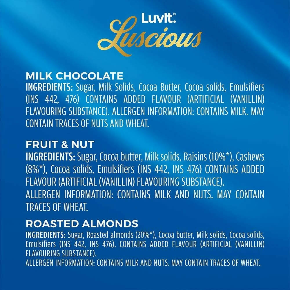 LuvIt Luscious Milk Chocolates Bar Combo | Grocsy