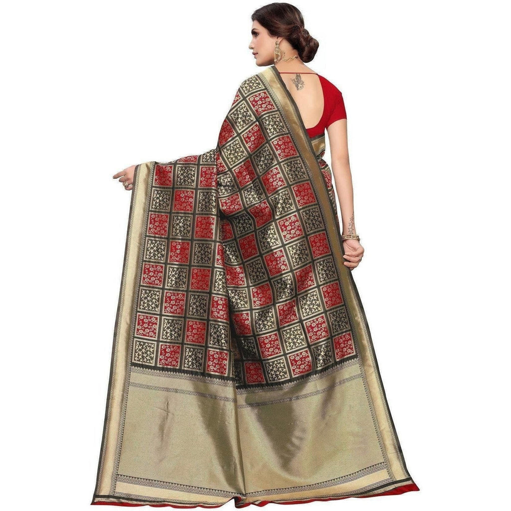 Vamika Banarasi Jaquard Black Weaving Saree (Banarasi 20) | Grocsy