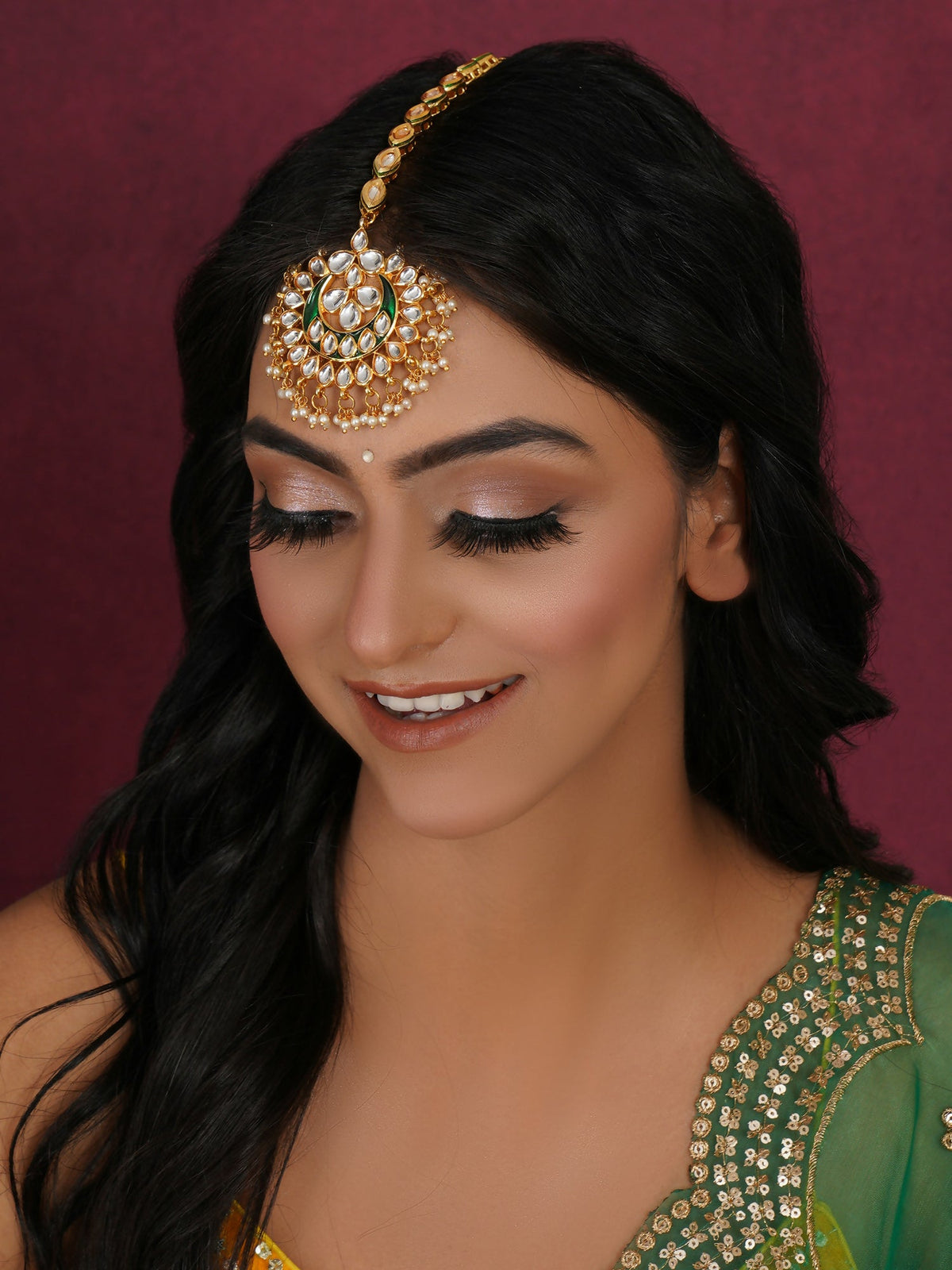 Kundan Maang Tikka (Gold) - Ruby Raang | Grocsy