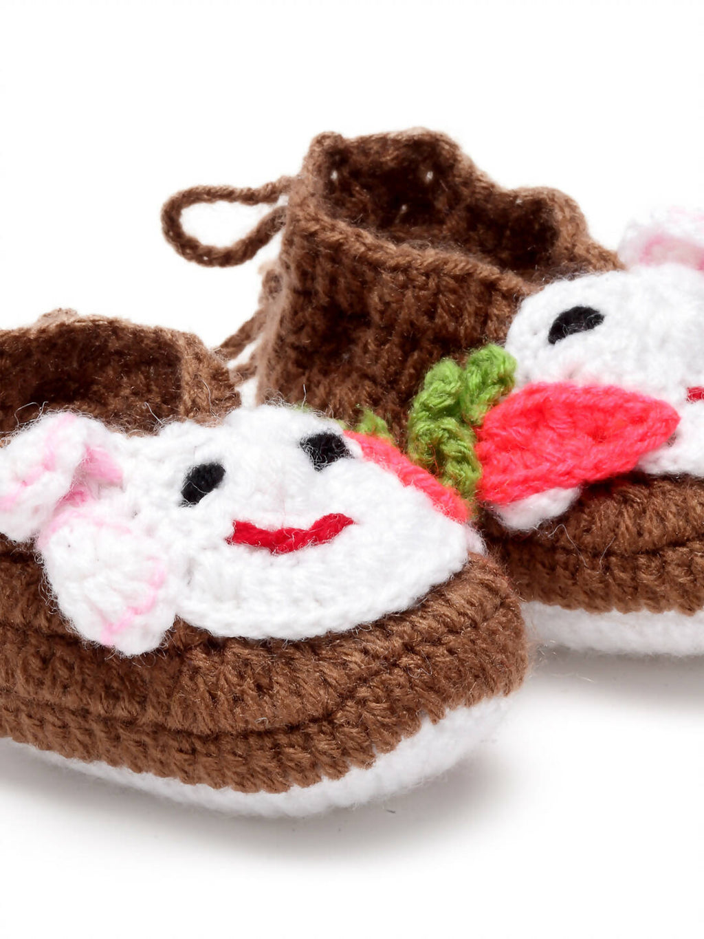 Chutput Kids Woollen Hand Knitted Self Desgin Booties - Brown | Grocsy