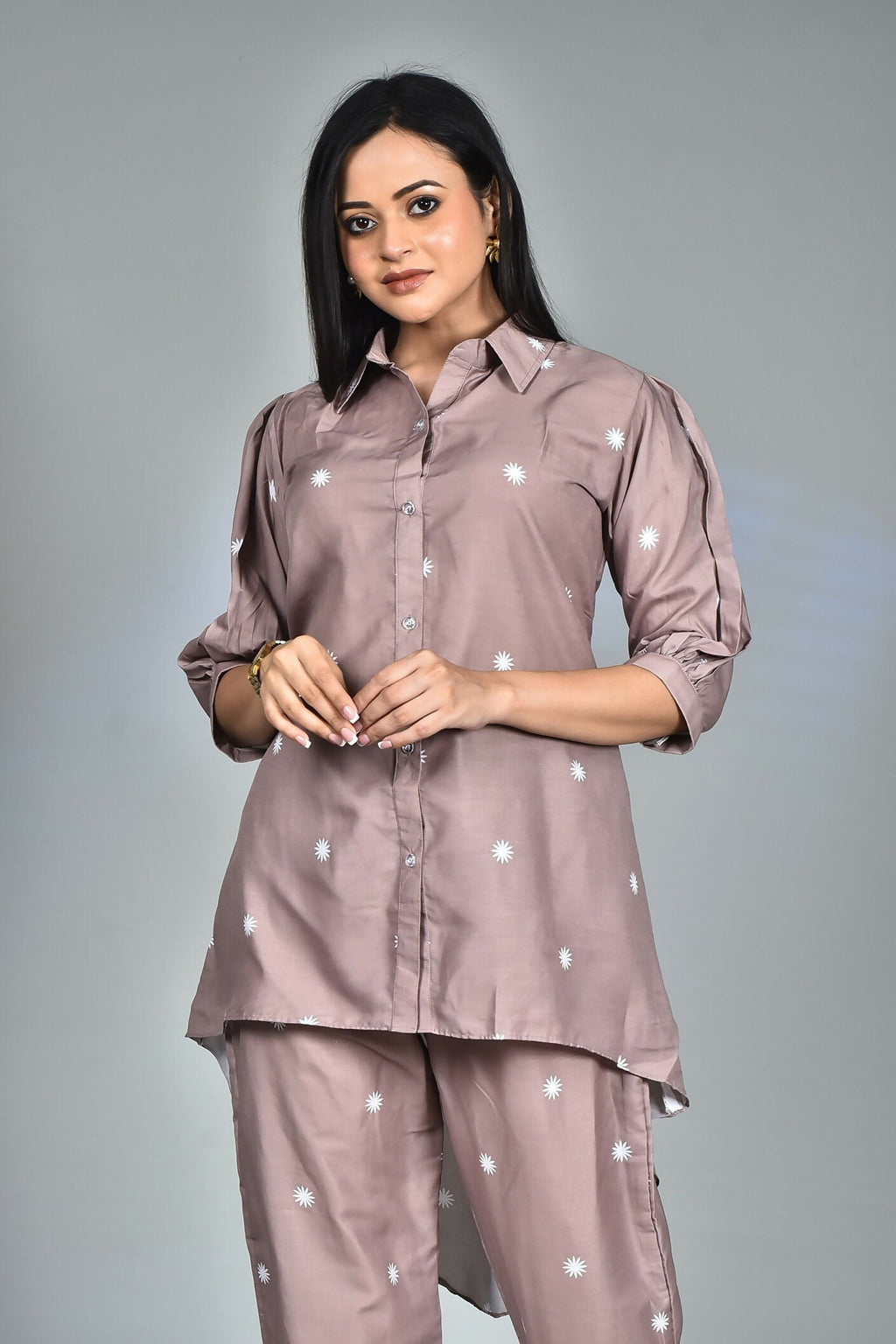 Morchari Digital Print Semi Muslin Co-Ord Set Top & Trouser-Multicolor | Grocsy