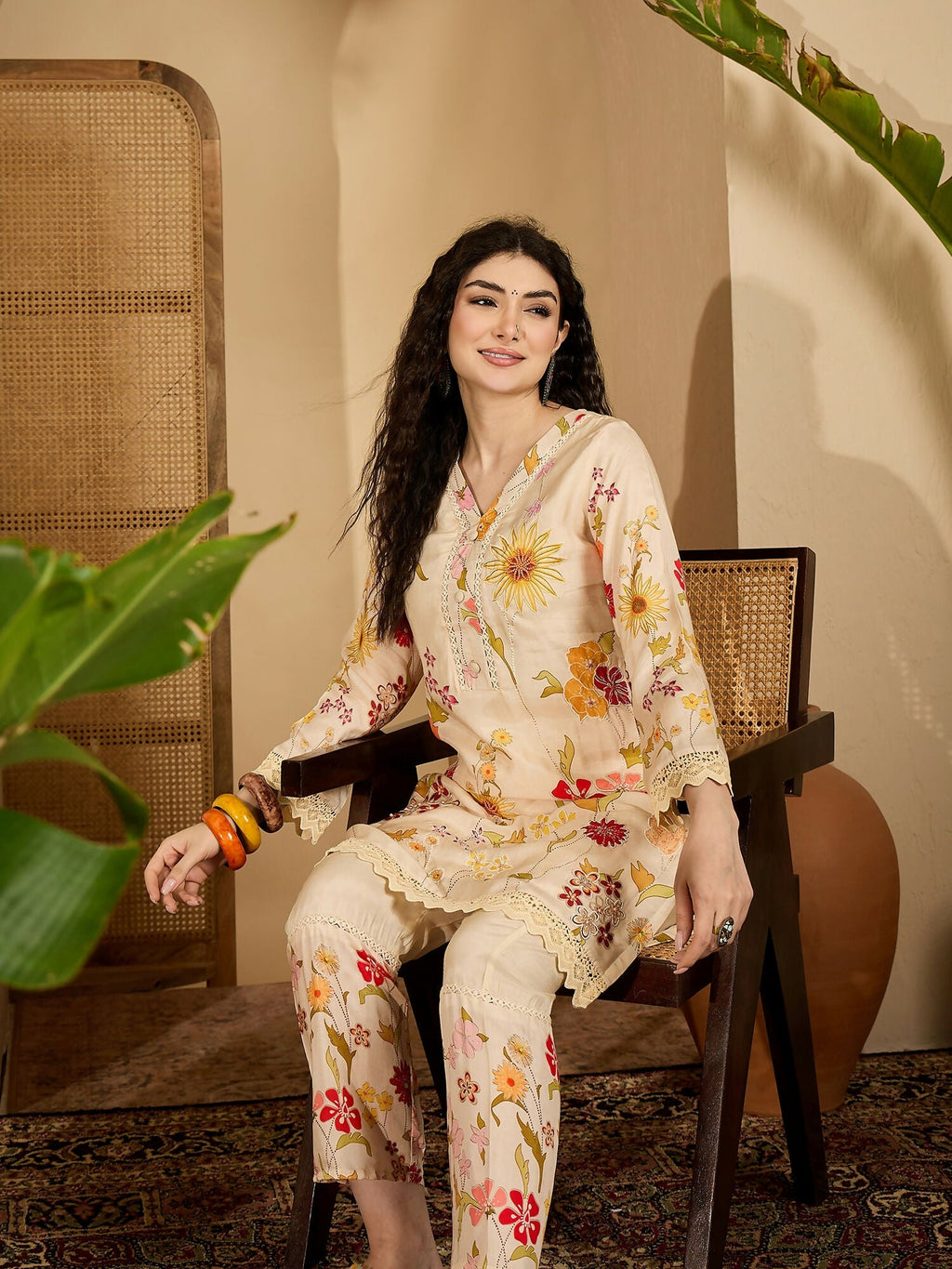 Joban Fashion Printed Cream Pure Cotton Cord Set | Grocsy