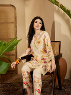Joban Fashion Printed Cream Pure Cotton Cord Set | Grocsy