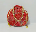 Joban Fashion Embroidered Potli Clutch - Red | Grocsy