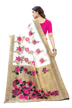 Vamika White Printed Art Silk Saree | Grocsy