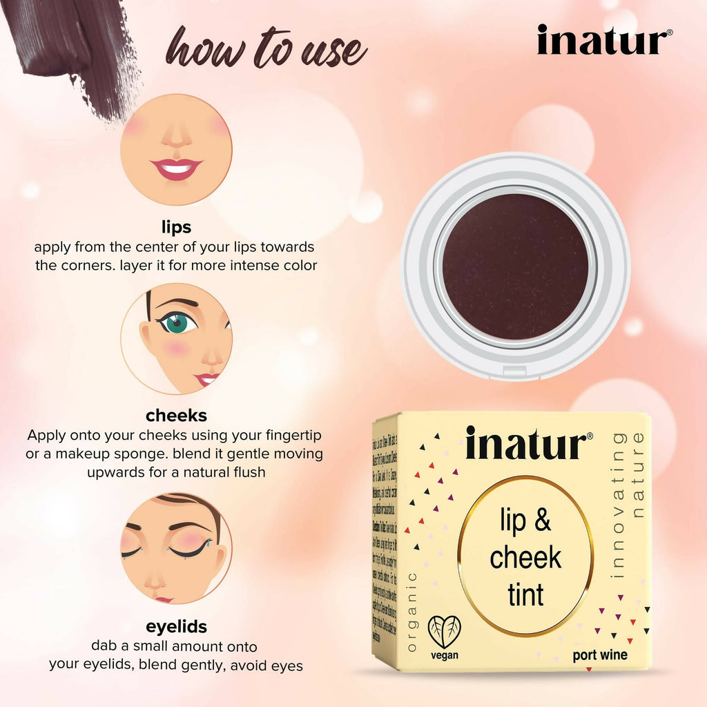 Inatur Lip and Cheek Tint Port Wine | Grocsy