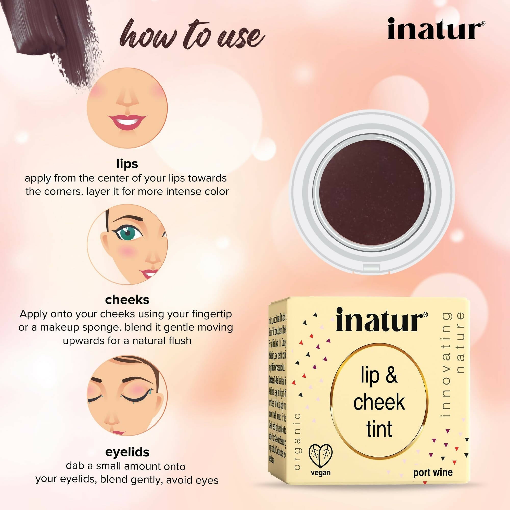 Inatur Lip and Cheek Tint Port Wine | Grocsy