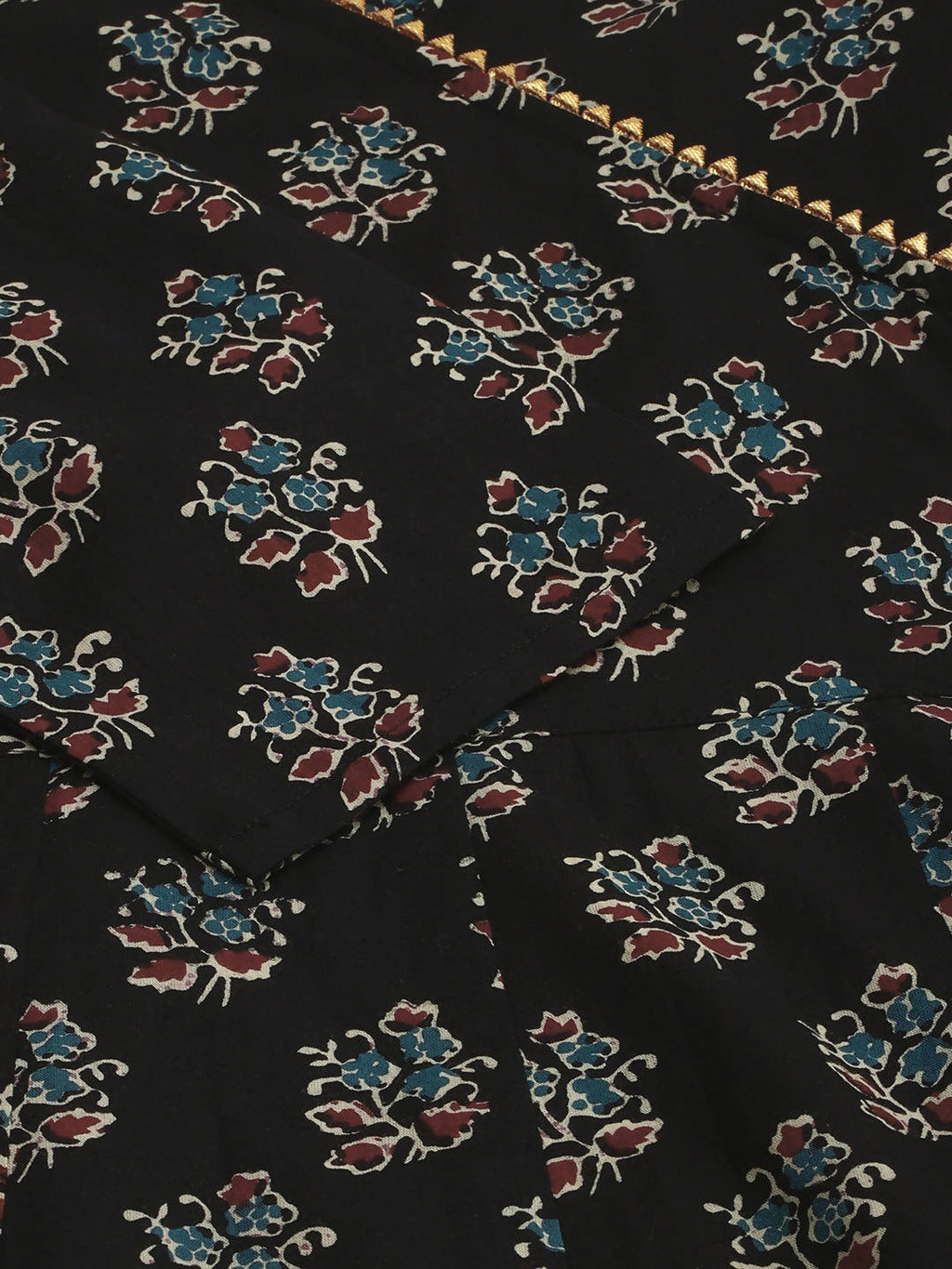 Janasya Women Black Ethnic Motif Printed Gotta Patti Anarkali Kurta | Grocsy