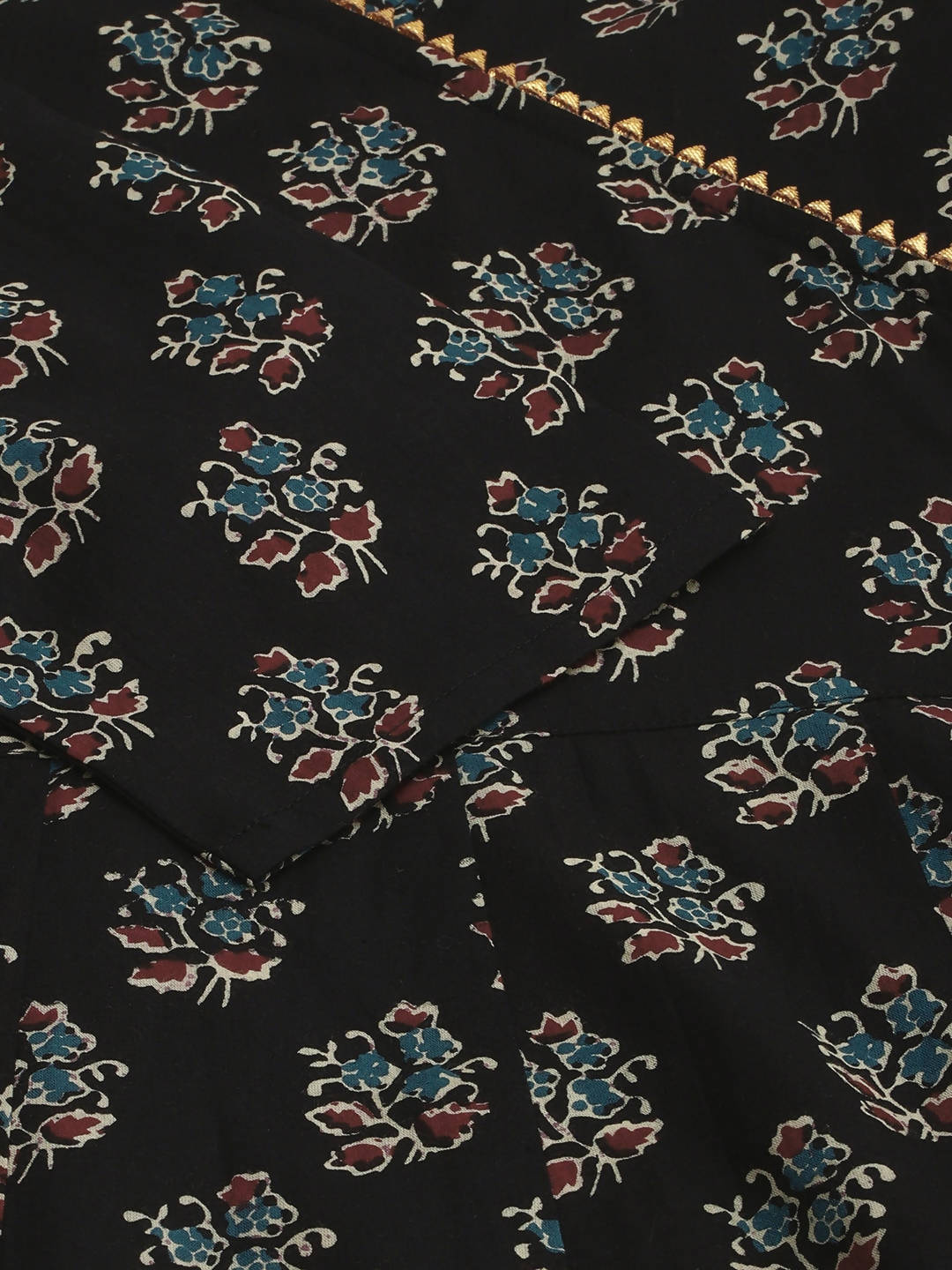 Janasya Women Black Ethnic Motif Printed Gotta Patti Anarkali Kurta | Grocsy