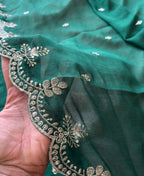 KC Green Wedding Wear Embroidered Crush Silk Salwar Suit | Grocsy