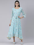 Souchii Blue Floral Chiffon Maxi Dress For Women – Souchii | Grocsy