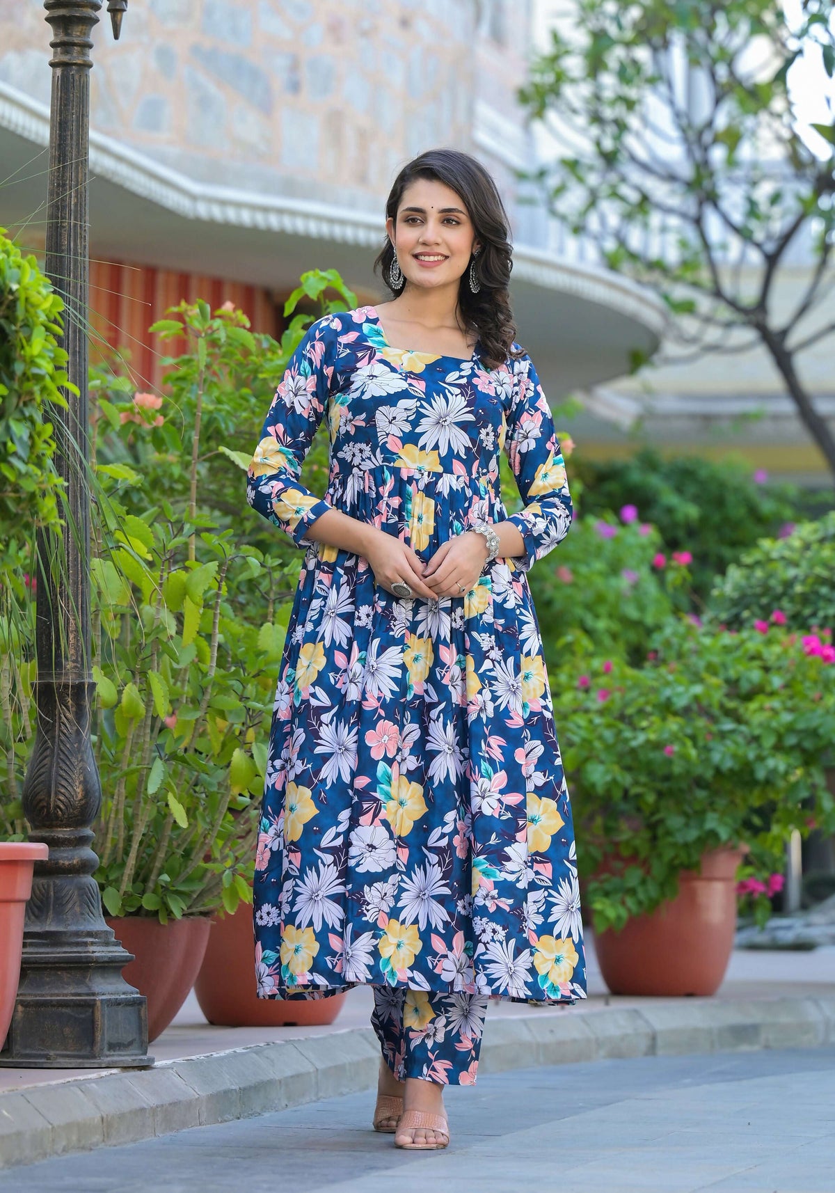 Designer Stylish Blue Ab Cotton Suit With Dupatta - Anbazaar | Grocsy