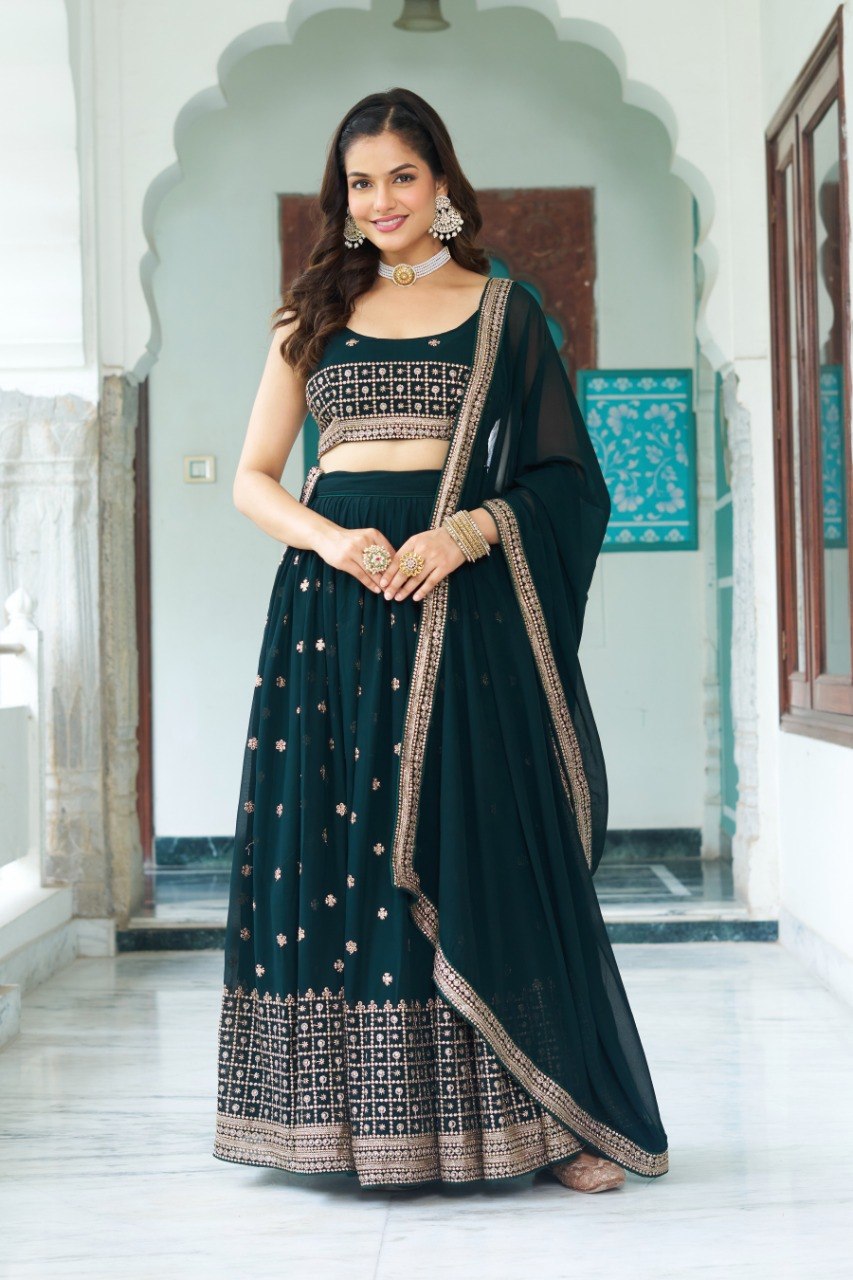 Lehenga Mart Gorgeous Lehenga Choli For Wedding-Green | Grocsy