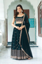 Lehenga Mart Gorgeous Lehenga Choli For Wedding-Green | Grocsy