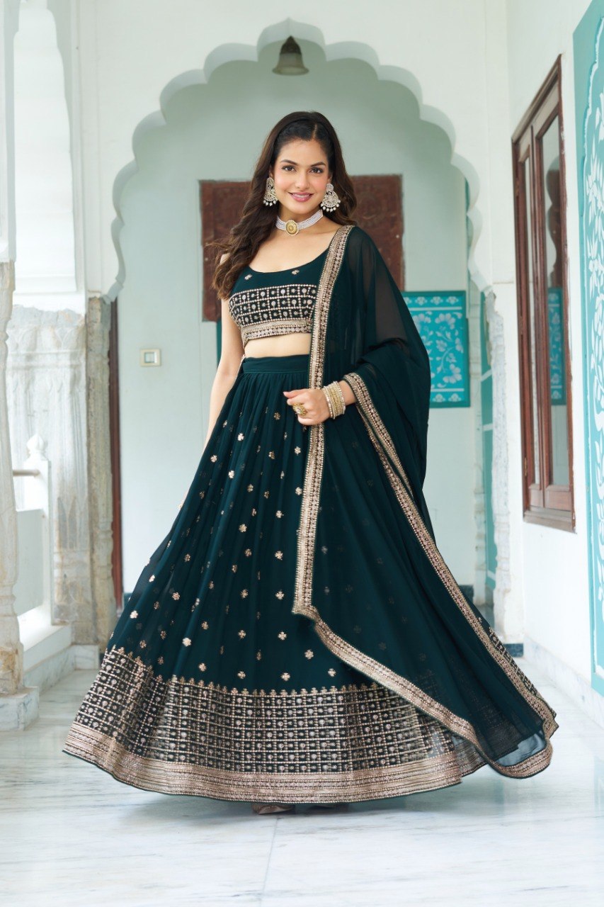 Lehenga Mart Gorgeous Lehenga Choli For Wedding-Green | Grocsy