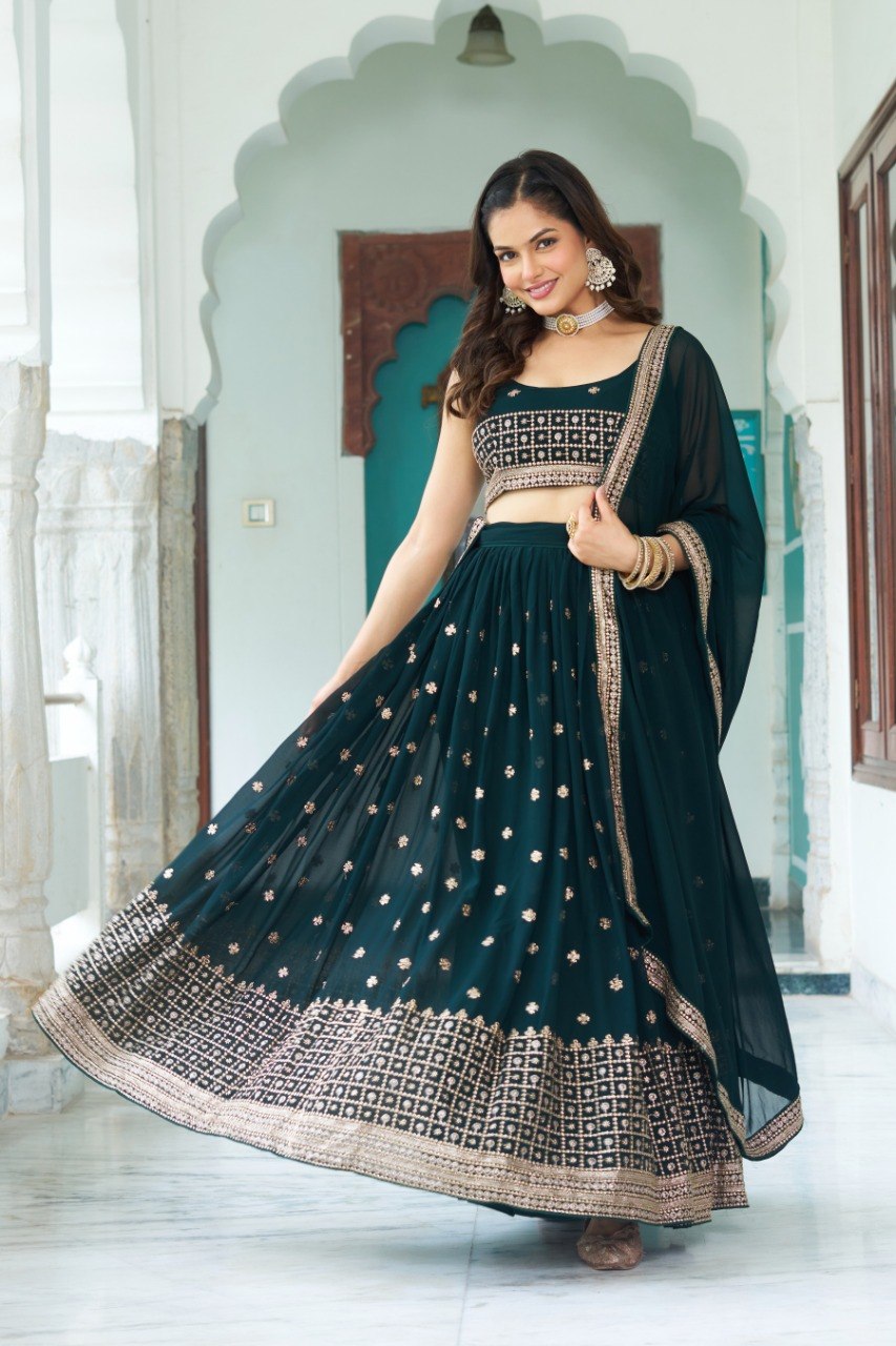 Lehenga Mart Gorgeous Lehenga Choli For Wedding-Green | Grocsy