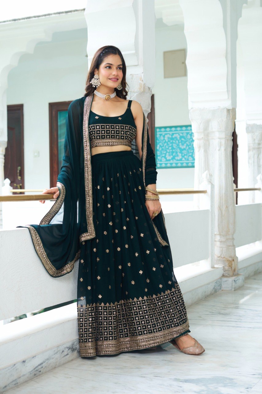 Lehenga Mart Gorgeous Lehenga Choli For Wedding-Green | Grocsy