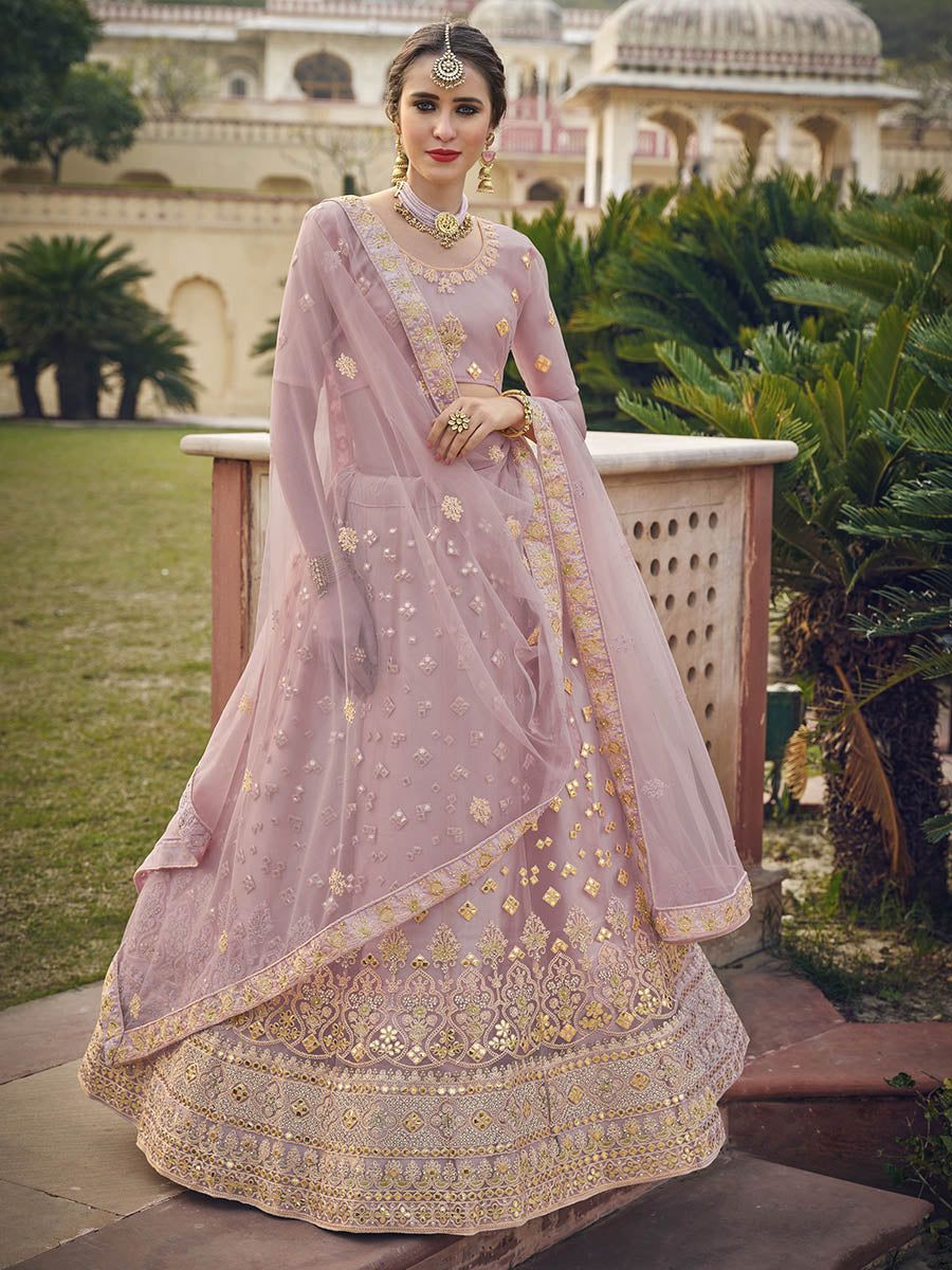 Myra Moor Net Heavy Embroidered Lehenga | Grocsy