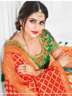 Myra Multicolour Jaquard Silk Designer Lehenga | Grocsy