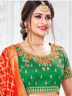Myra Multicolour Jaquard Silk Designer Lehenga | Grocsy