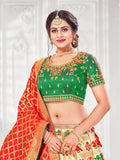 Myra Multicolour Jaquard Silk Designer Lehenga | Grocsy