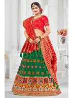 Myra Multicolour Jaquard Silk Designer Lehenga For Women | Grocsy
