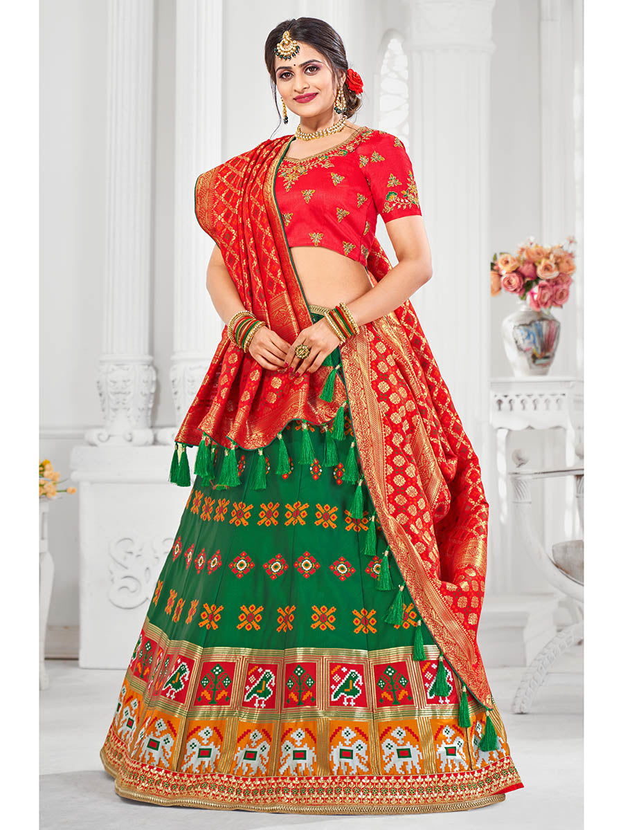 Myra Multicolour Jaquard Silk Designer Lehenga For Women | Grocsy