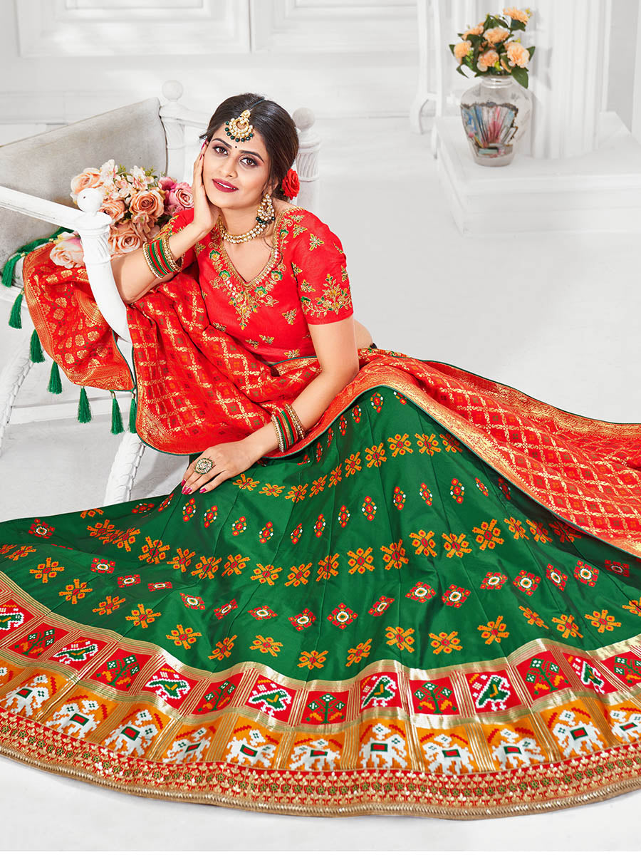 Myra Multicolour Jaquard Silk Designer Lehenga For Women | Grocsy