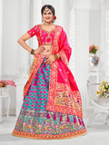 Myra Multicolour Jaquard Silk Lehenga | Grocsy
