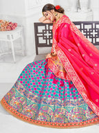 Myra Multicolour Jaquard Silk Lehenga | Grocsy