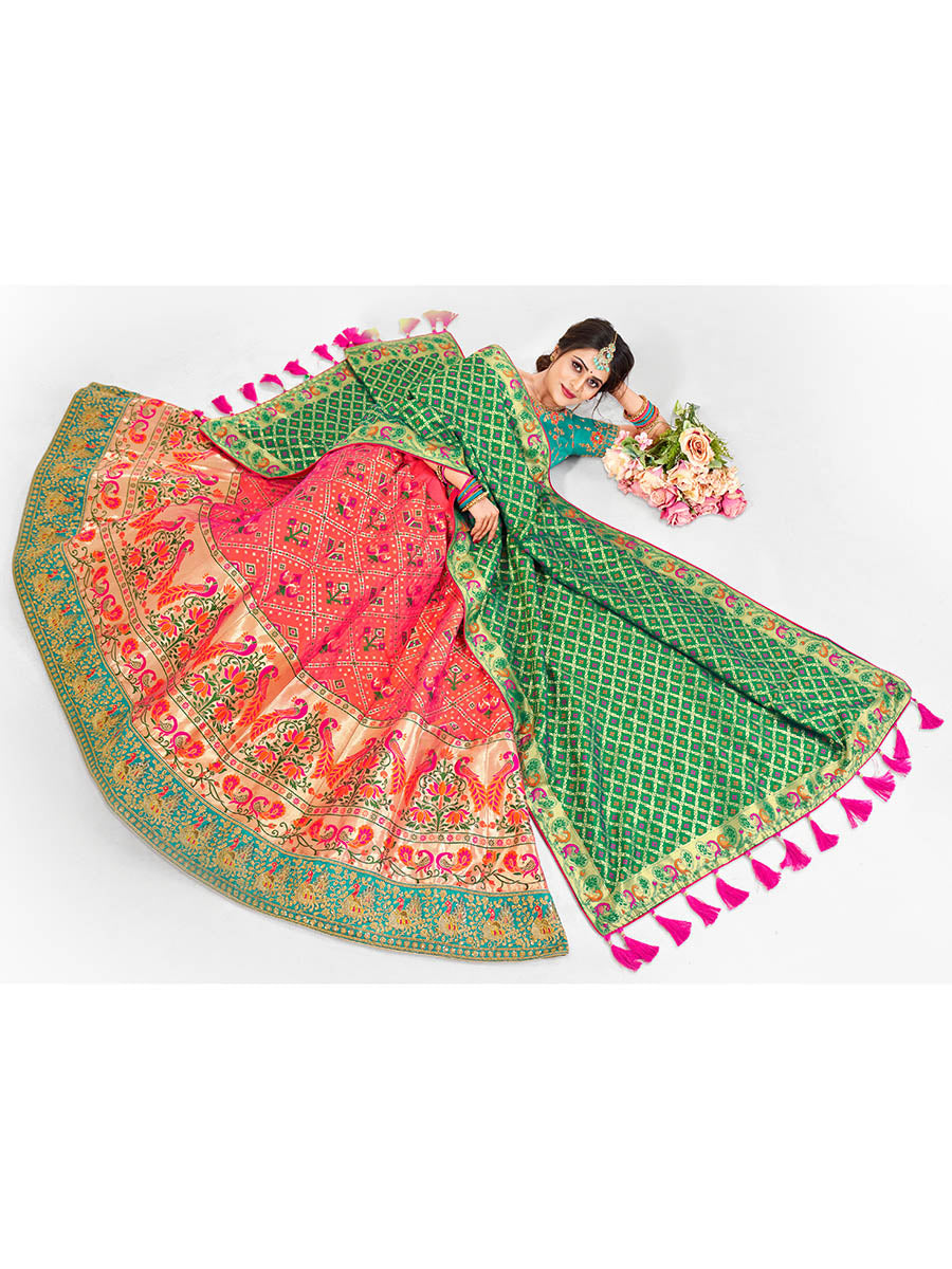 Myra Multicolour Jaquard Silk Designer Beautiful Lehenga | Grocsy