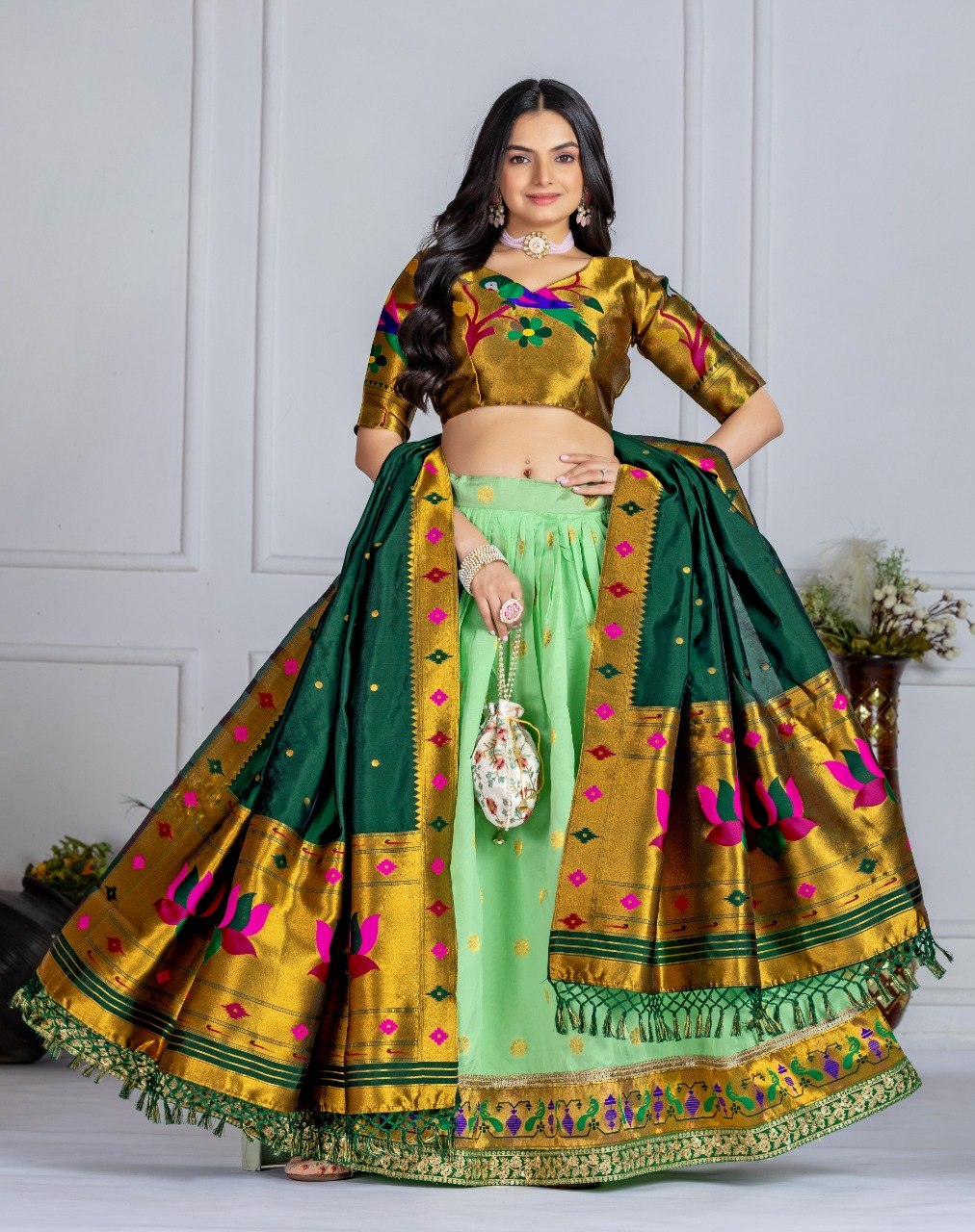 Lehenga Mart Gorgeous Lehenga Choli For Wedding-Green | Grocsy