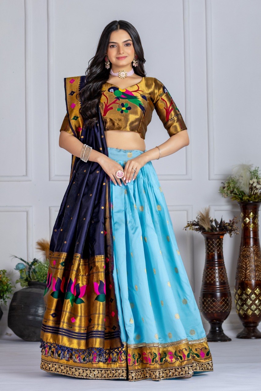 Lehenga Mart Gorgeous Lehenga Choli For Wedding-Sky Blue | Grocsy