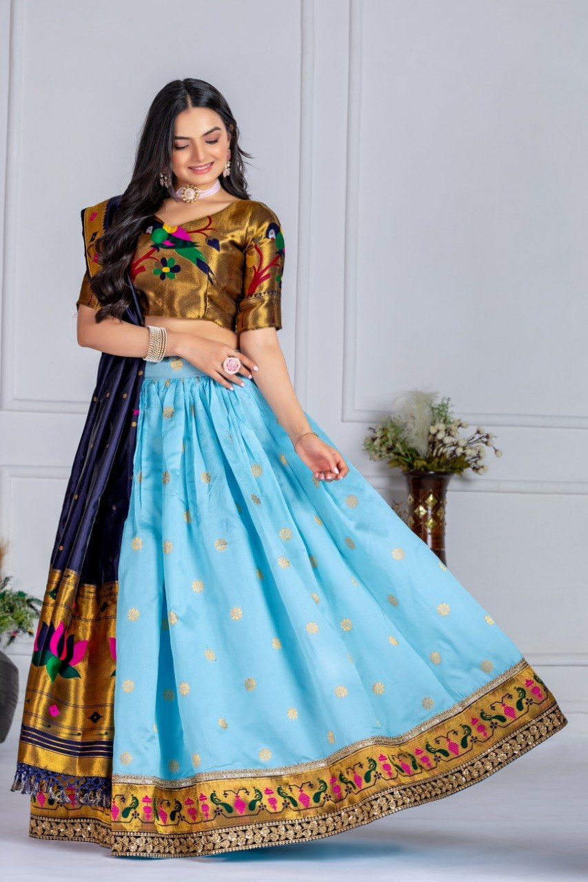 Lehenga Mart Gorgeous Lehenga Choli For Wedding-Sky Blue | Grocsy