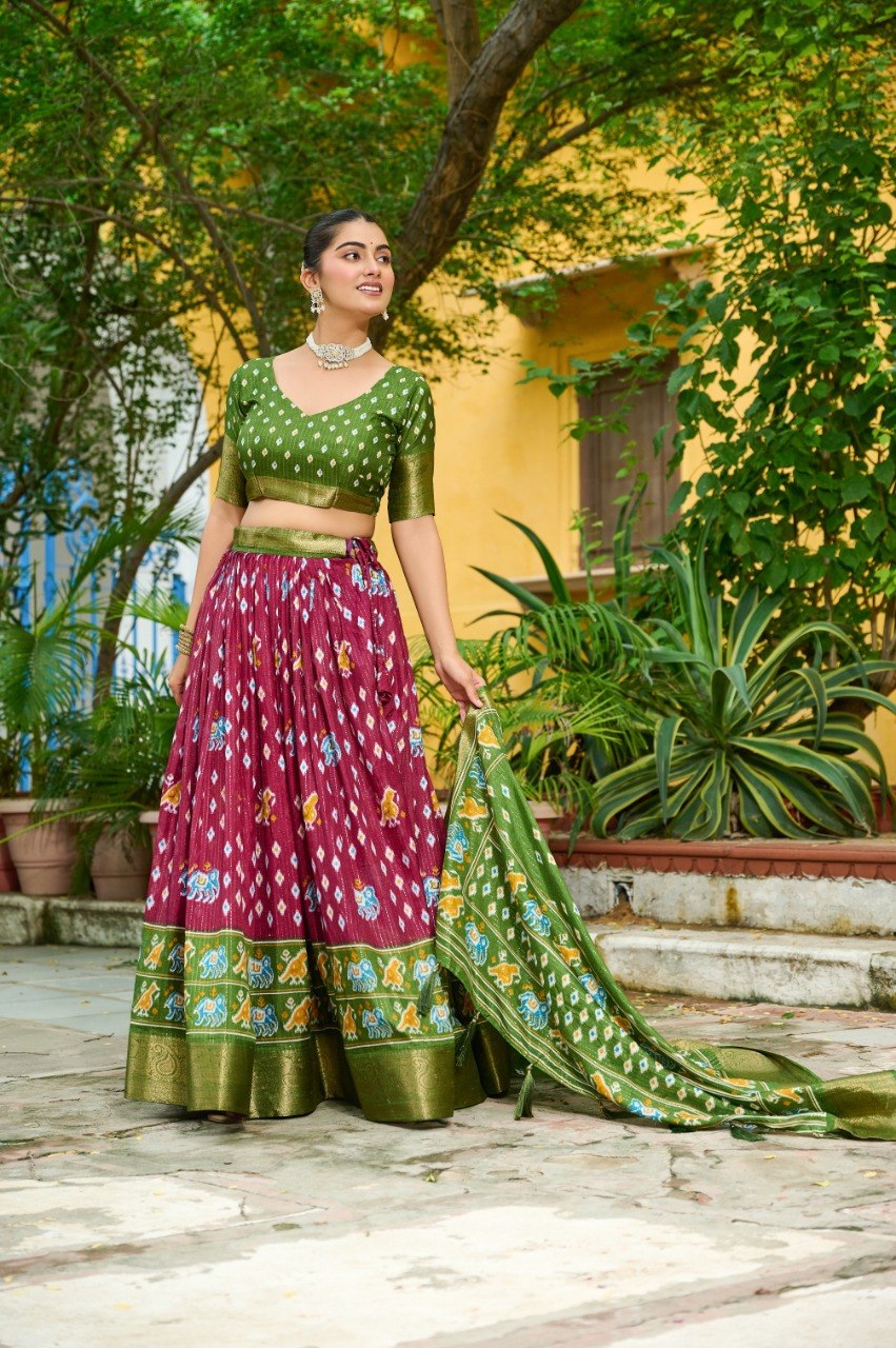 Lehenga Mart Gorgeous Lehenga Choli For Wedding-Wine | Grocsy