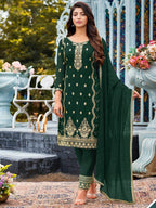 Myra Green Heavy Faux Georgette Embroidered Pant Style Suit | Grocsy