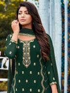 Myra Green Heavy Faux Georgette Embroidered Pant Style Suit | Grocsy