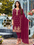Myra Rani Heavy Faux Georgette Embroidered Pant Style Suit | Grocsy