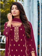 Myra Rani Heavy Faux Georgette Embroidered Pant Style Suit | Grocsy