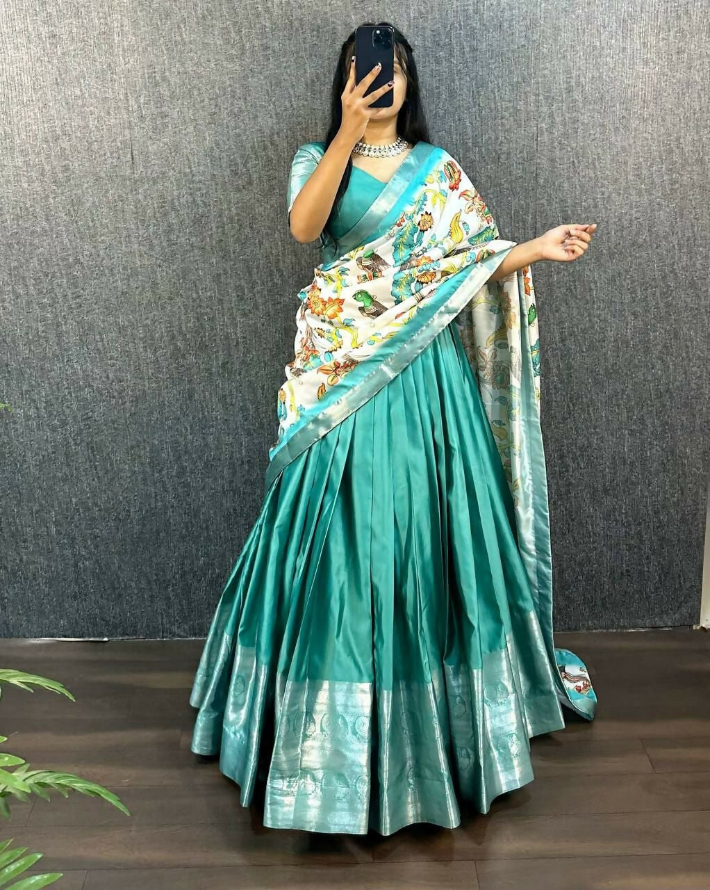 Teeya Creation New Latest Trendy Stylish Lehenga Choli Set - Teal | Grocsy