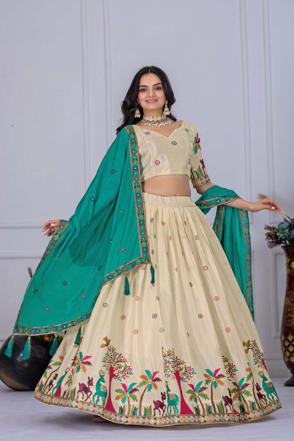 Lehenga Mart Designer Wedding Lehenga choli for Women - Off white | Grocsy