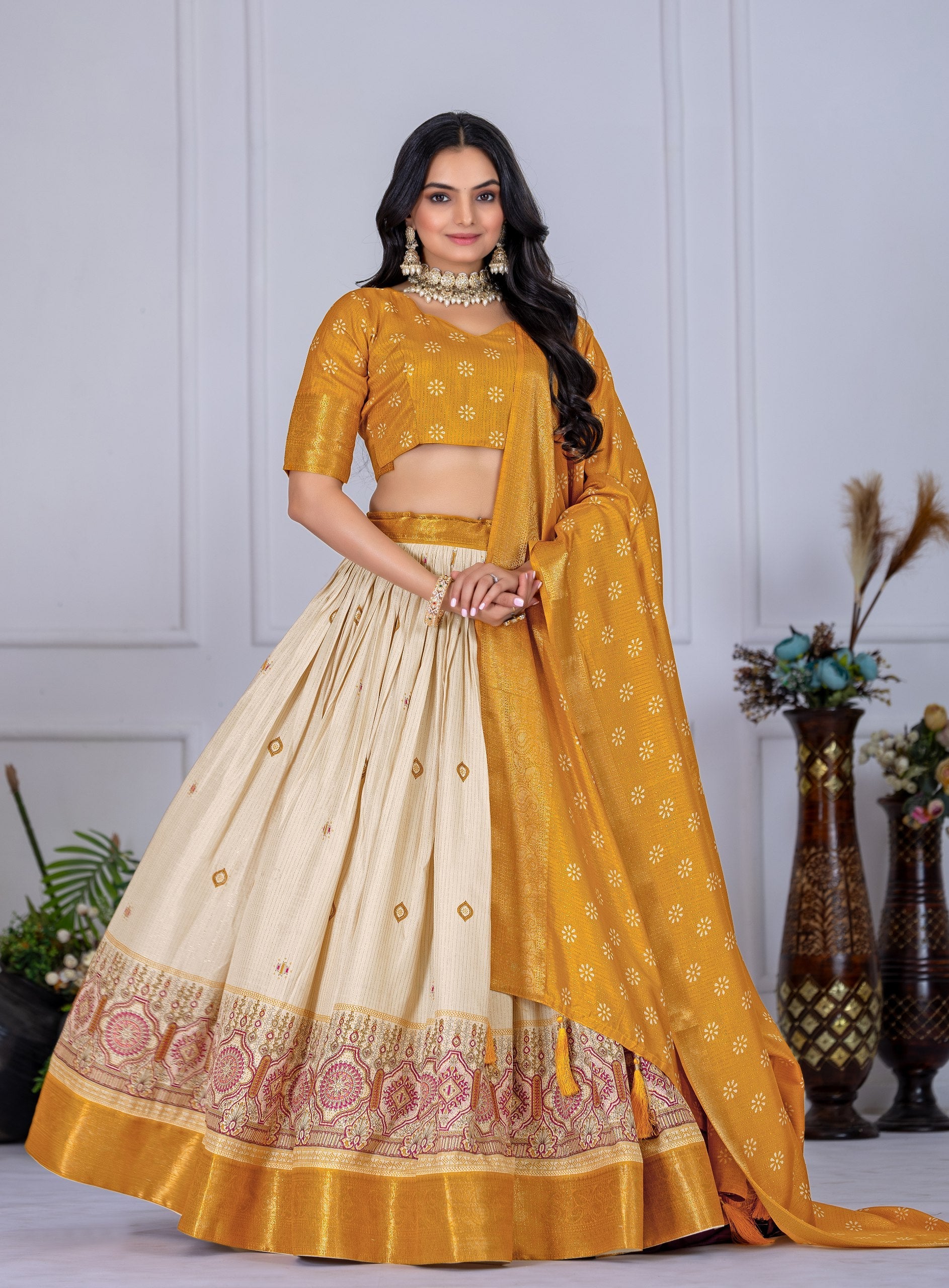 Lehenga Mart Designer Wedding Lehenga choli for Women - Yellow | Grocsy