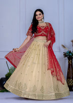 Lehenga Mart Designer Wedding Lehenga choli for Women - red | Grocsy