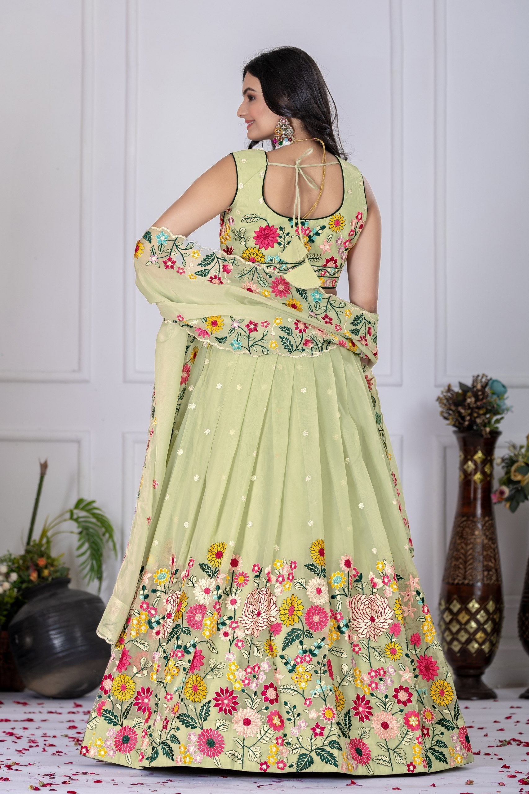 Lehenga Mart Patel Green Crystal Desigenr Wedding Lehnega Choli | Grocsy