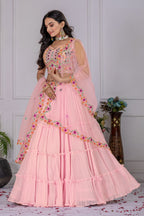 Lehenga Mart Pink Georgette Desigenr Wedding Lehnega Choli | Grocsy