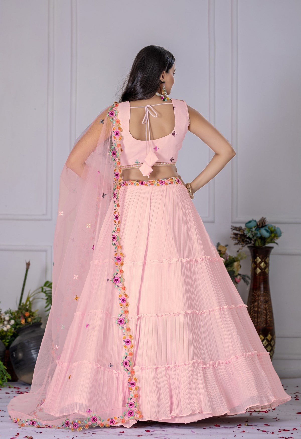 Lehenga Mart Pink Georgette Desigenr Wedding Lehnega Choli | Grocsy