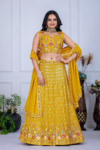 Lehenga Mart Yellow Georgette Desigenr Wedding Lehnega Choli | Grocsy